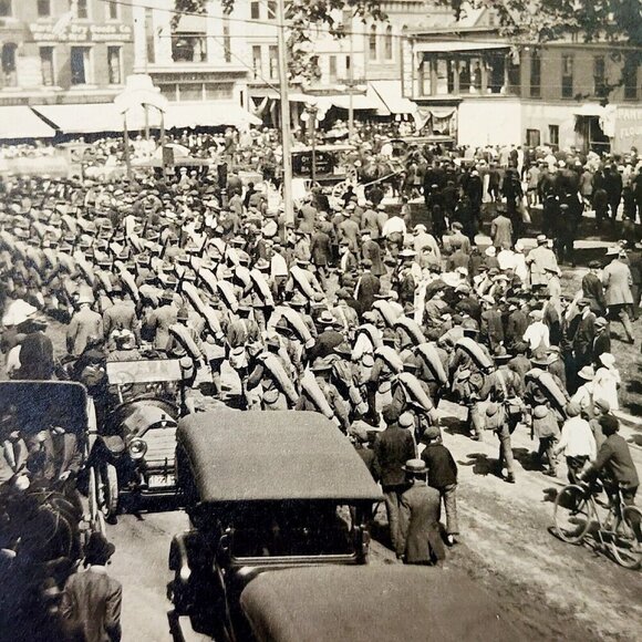 RPPC Military March Postcard c1910s WW1 Unknown Location NYC Unposted #2 DWS5C - Picture 1 of 3
